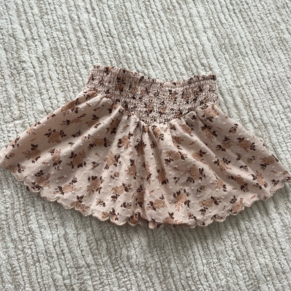 Rylee + Cru Pink and Brown Floral Skirt
